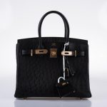 Hermes Birkin 30 Black Ostrich with Rose Gold Hardware - 2020, Y - Image 3