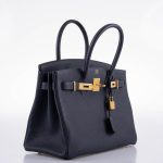 Hermes Birkin 30 Bleu (Blue) Nuit Togo with Gold Hardware - 2021, Z - Image 6