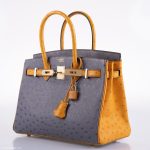 Hermes Birkin 30 HSS Gris Agate & Saffron Ostrich Gold Hardware - 2020, Y - Image 9