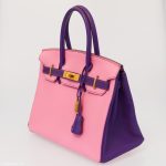 Hermes Birkin 30 HSS Rose Confetti & Anemone Chevre leather Brushed Gold Hardware - 2014, R Square - Image 4