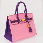 Hermes Birkin 30 HSS Rose Confetti & Anemone Chevre leather Brushed Gold Hardware - 2014, R Square - Image 5