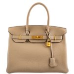 Hermes Birkin 30 HSS Trench & Craie Piping Togo Brushed Gold Hardware - 2016, X