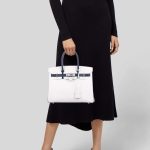Hermes Birkin 30 HSS White & Blue Marine Epsom leather Palladium Hardware - 2011, O Square - Image 7