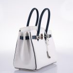 Hermes Birkin 30 HSS White & Blue Marine Epsom leather Palladium Hardware - 2011, O Square - Image 8