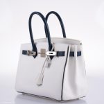 Hermes Birkin 30 HSS White & Blue Marine Epsom leather Palladium Hardware - 2011, O Square - Image 4