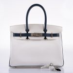 Hermes Birkin 30 HSS White & Blue Marine Epsom leather Palladium Hardware - 2011, O Square - Image 5