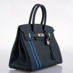 Hermes Birkin 30 Officier Vert Cyprès Togo & Bleu Zellige Stripe & Lining Palladium Hardware - 2018, C - Image 3
