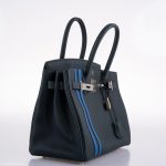 Hermes Birkin 30 Officier Vert Cyprès Togo & Bleu Zellige Stripe & Lining Palladium Hardware - 2018, C - Image 7