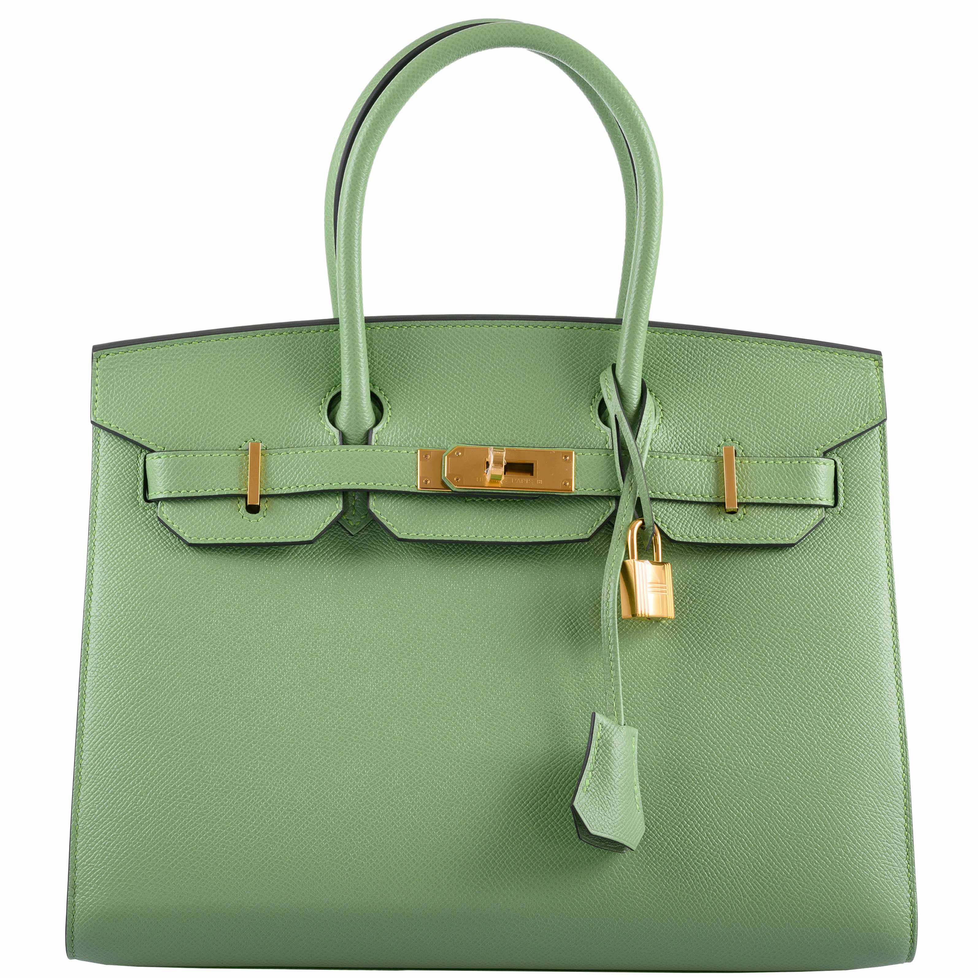 Hermes-Birkin-30-Sellier-Vert-Criquet-Madame-Grain-Gold-Hardware-2020-Y-14 Hermes Birkin 30 Sellier Vert Criquet Madame Grain Gold Hardware - 2020, Y - Image 1