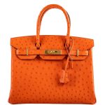 Hermes Birkin 30 Tangerine Ostrich with Gold Hardware - 2016, X