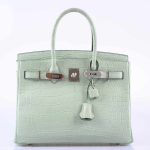 Hermes Birkin 30 Vert D'Eau Matte Alligator Palladium Hardware - 2019, D - Image 4