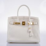 Hermes Birkin 30 White Clemence with Gold Hardware - 2016, X - Image 8