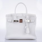 Hermes Birkin 30 White Clemence with Palladium Hardware - 2016, X - Image 7