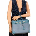 Hermes Birkin 32 HAC Denim & Blue Jean Gulliver Leather Palladium Hardware - Image 11