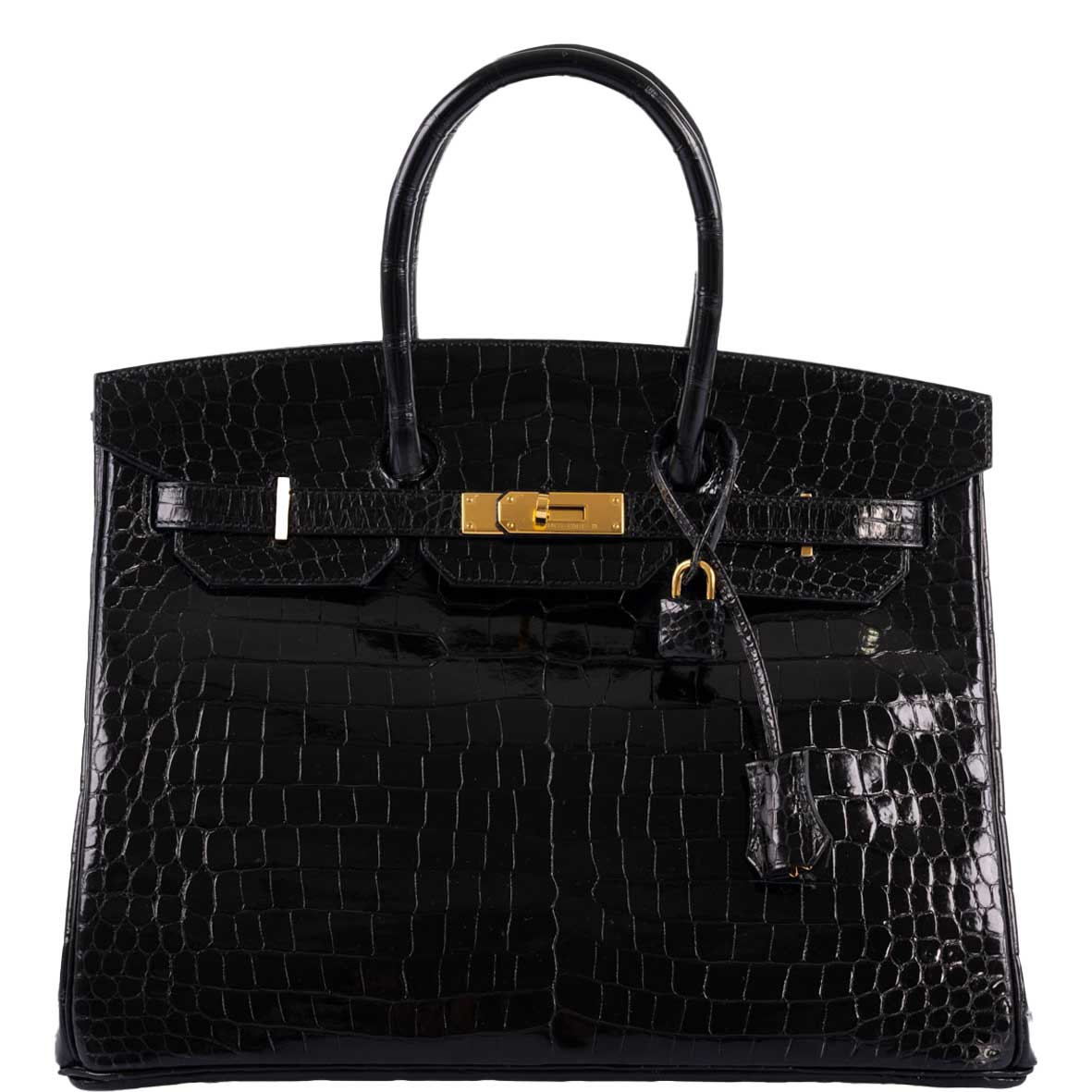 Hermes-Birkin-35-Black-Shiny-Porosus-Crocodile-with-Gold-Hardware-2017-A Hermes Birkin 35 Black Shiny Porosus Crocodile with Gold Hardware - 2017, A - Image 1