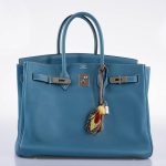 Hermes Birkin 35 Blue Jean Togo with Palladium Hardware - 2008, K Square - Image 4