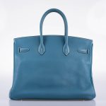 Hermes Birkin 35 Blue Jean Togo with Palladium Hardware - 2008, K Square - Image 7