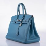 Hermes Birkin 35 Blue Jean Togo with Palladium Hardware - 2008, K Square - Image 9