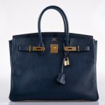Hermes Birkin 35 Blue Saphire Ardennes leather Gold Hardware - Z Circle - Image 7