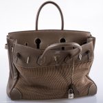 Hermes Birkin 35 Crinoline & Etoupe Clemence with Palladium Hardware - 2005, I Square - Image 12