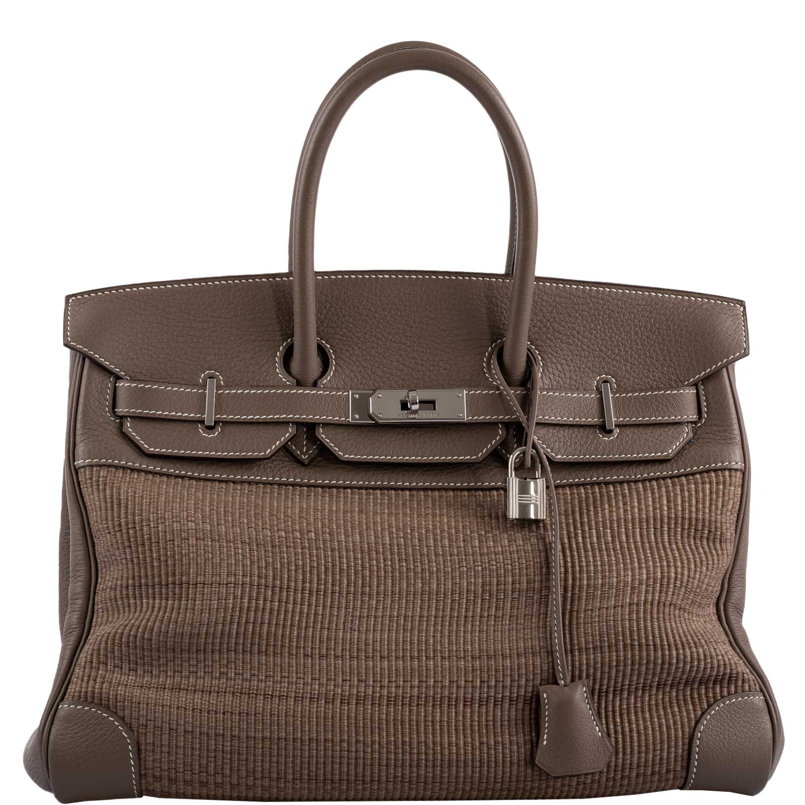 Hermes-Birkin-35-Crinoline-Etoupe-Clemence-with-Palladium-Hardware-2005-I-Square_8bf9d0d7-e7c0-4bf2-b474-4ee3310c5f56 Hermes Birkin 35 Crinoline & Etoupe Clemence with Palladium Hardware - 2005, I Square - Image 1