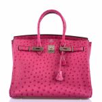 Hermes Birkin 35 Fuchsia Ostrich with Palladium Hardware - 2004, H Square - Image 10