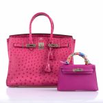Hermes Birkin 35 Fuchsia Ostrich with Palladium Hardware - 2004, H Square - Image 11