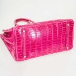 Hermes Birkin 35 Fuchsia Porosus Crocodile with Palladium Hardware - 2011, O Square - Image 3