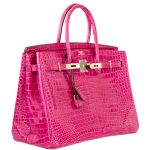 Hermes Birkin 35 Fuchsia Porosus Crocodile with Palladium Hardware - 2011, O Square - Image 10