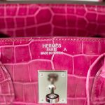 Hermes Birkin 35 Fuchsia Porosus Crocodile with Palladium Hardware - 2011, O Square - Image 8