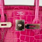 Hermes Birkin 35 Fuchsia Porosus Crocodile with Palladium Hardware - 2011, O Square - Image 2