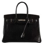 Hermes Birkin 35 Graphite Porosus Crocodile with Palladium Hardware - 2014, R Square