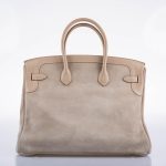Hermes Birkin 35 Grizzly Argile Veau Doblis Suede & Swift Permabrass Hardware - 2014, R Square - Image 12