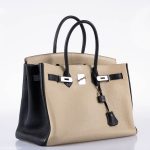 Hermes Birkin 35 HSS Black & Parchemin Togo Leather Palladium Hardware - 2009, M Square - Image 8