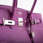 Hermes Birkin 35 HSS Cyclamen & Iris Chèvre Goatskin Brushed Palladium Hardware - 2009 M, Square - Image 9