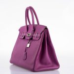 Hermes Birkin 35 HSS Cyclamen & Iris Chèvre Goatskin Brushed Palladium Hardware - 2009 M, Square - Image 4