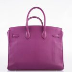 Hermes Birkin 35 HSS Cyclamen & Iris Chèvre Goatskin Brushed Palladium Hardware - 2009 M, Square - Image 5