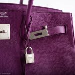 Hermes Birkin 35 HSS Cyclamen & Iris Chèvre Goatskin Brushed Palladium Hardware - 2009 M, Square - Image 7