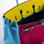 Hermes Birkin 35 HSS Rose Tyrien, Blue Celeste, Lime Epsom Palladium Hardware - 2011, O - Image 8