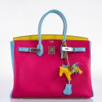 Hermes Birkin 35 HSS Rose Tyrien, Blue Celeste, Lime Epsom Palladium Hardware - 2011, O - Image 10