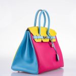 Hermes Birkin 35 HSS Rose Tyrien, Blue Celeste, Lime Epsom Palladium Hardware - 2011, O - Image 12