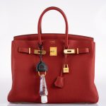 Hermes Birkin 35 HSS Rouge Vif Togo Brushed Gold Hardware - 2020, Y - Image 9