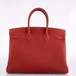 Hermes Birkin 35 HSS Rouge Vif Togo Brushed Gold Hardware - 2020, Y - Image 5