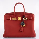 Hermes Birkin 35 HSS Rouge Vif Togo Brushed Gold Hardware - 2020, Y - Image 7
