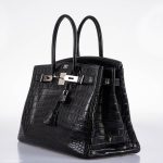 Hermes Birkin 35 Matte Black Nilo Crocodile with Palladium Hardware - 2011, O Square - Image 10