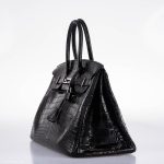 Hermes Birkin 35 Matte Black Nilo Crocodile with Palladium Hardware - 2011, O Square - Image 3