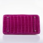 Hermes Birkin 35 Rose Scheherazade Shiny Porosus Crocodile Palladium Hardware - 2013, Q Square - Image 9