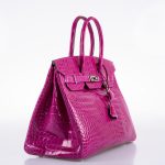 Hermes Birkin 35 Rose Scheherazade Shiny Porosus Crocodile Palladium Hardware - 2013, Q Square - Image 2