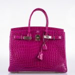 Hermes Birkin 35 Rose Scheherazade Shiny Porosus Crocodile Palladium Hardware - 2013, Q Square - Image 5