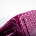Hermes Birkin 35 Rose Scheherazade Shiny Porosus Crocodile Palladium Hardware - 2013, Q Square - Image 8